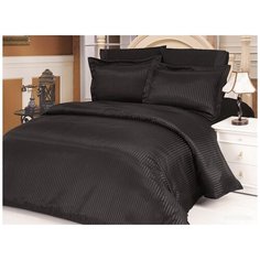 Постельное белье сатин-жаккард JAKARANDA черный евро, Le Vele