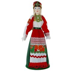 Кукла коллекционная Потешного промысла в традиционном девичьем праздничном костюме. Россия. Потешный промысел