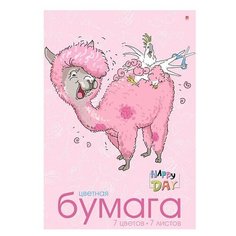 Набор цветной бумаги "Мультики" А4, 7 листов, 7 цветов, 4 вида Альт