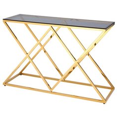 Консоль стул груп инсигния 120*40, стекло smoke, сталь золото Stool Group