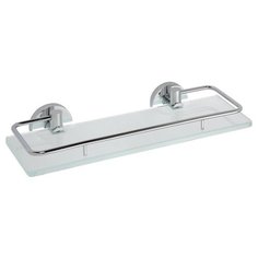 Полка X-ROUND прямоугольная с бортиком, 300x130мм, хром, стекло матовое, Sapho