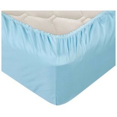 Простыня 140х200 на резинке сатин Голубой АртДизайн