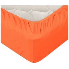 Простыня 160х200 на резинке сатин Оранжевый АртДизайн