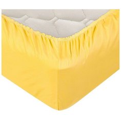 Простыня 180х200 на резинке сатин Желтый АртДизайн