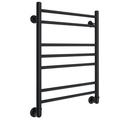 Полотенцесушитель водяной ARIANO Турин 70х53 черный матовый, 7 перекладин, кран сантехнический угловой 1x3/4 в комплекте