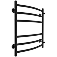 Полотенцесушитель водяной Fincopper FCB 630х500 черный RAL 9005, 6 перекладин, боковое подключение прямое 3/4х1/2 ГШ с чашками и эксентриками