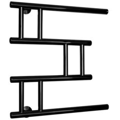 Полотенцесушитель водяной Fincopper FCM 500х500 черный RAL 9005 боковое подключение прямое 3/4х1/2 ГШ с чашками и эксентриками