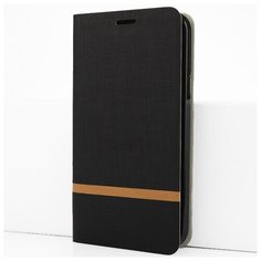 Флип чехол-книжка для OPPO Reno4 Lite с текстурой ткани и функцией подставки черный 100gadgets