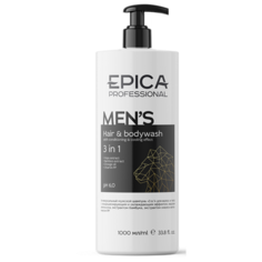 Epica MENS 3 in 1 - Мужской шампунь, кондиционер и гель для душа, 1000 мл