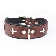 Ошейник для собак ZOOLESZCZ "Switzerland", коричнево-черный, 50х4см