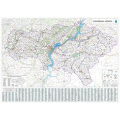 Настенная карта Саратовской области 101 х 136 см, белый фон (на самоклеющейся пленке) Отрок