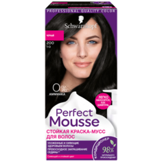 Schwarzkopf Perfect Mousse Стойкая краска-мусс для волос, 200 черный