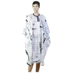 Парикмахерский пеньюар DEWAL Ножницы белый/черный