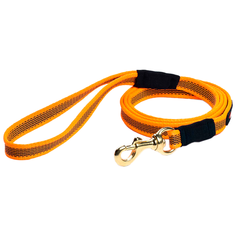 Поводок для собак Gripalle прорезиненный, фурнитура из латуни оранжевый 1.5 м 18 мм
