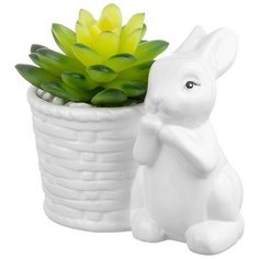 Кашпо-фигурка 11х7,5х10 см Elan Gallery Зайчонок с цветком