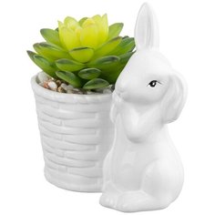Кашпо-фигурка 11,5х7,5х12 см Elan Gallery Зайка с цветком