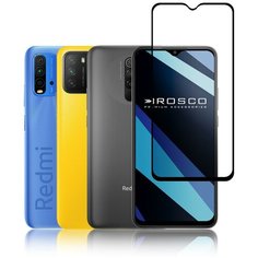 Защитное стекло с черной рамкой ROSCO для Xiaomi Redmi 9 (Сяоми Редми 9), силиконовая клеевая основа