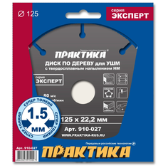 Диск по дереву (с твердосплавным зерном, 125х22 мм, для УШМ) ПРАКТИКА 910-027