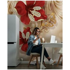 Фотообои флизелиновые Flizetto 3D FUSION Узоры на шелке 300х270 см Fbrush