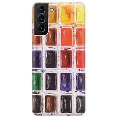 Ультратонкий силиконовый чехол-накладка для Samsung Galaxy S21 Plus с принтом "Палитра красок" Gosso