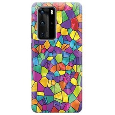 Ультратонкий силиконовый чехол-накладка для Huawei P40 Pro с принтом "Яркая мозаика" Gosso