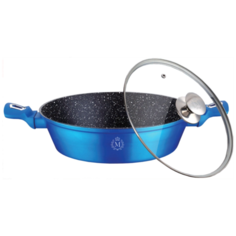 Сотейник MEISTERKLASSE MK-1047 синий из литого алюминия с мраморным покрытием 3,5 л. 28 см.