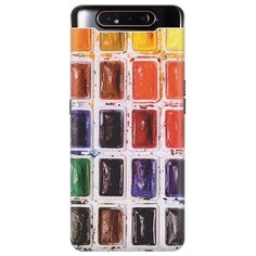 Ультратонкий силиконовый чехол-накладка для Samsung Galaxy A80 с принтом "Палитра красок" Gosso