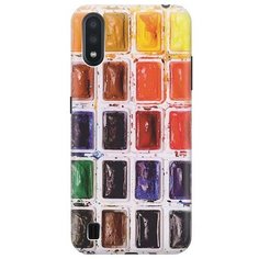 Ультратонкий силиконовый чехол-накладка для Samsung Galaxy A01 с принтом "Палитра красок" Gosso
