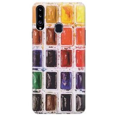 Ультратонкий силиконовый чехол-накладка для Samsung Galaxy A20s с принтом "Палитра красок" Gosso