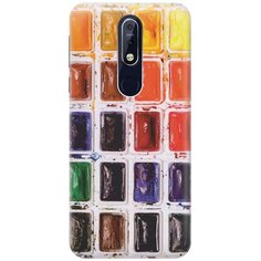 GOSSO Ультратонкий силиконовый чехол-накладка для Nokia 7.1 (2018) с принтом "Палитра красок"