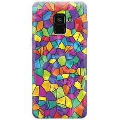 GOSSO Ультратонкий силиконовый чехол-накладка для Samsung Galaxy A8+ (2018) с принтом "Яркая мозаика"