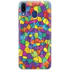 GOSSO Ультратонкий силиконовый чехол-накладка для Samsung Galaxy M20 с принтом "Яркая мозаика"