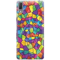 GOSSO Ультратонкий силиконовый чехол-накладка для Sony Xperia L3 с принтом "Яркая мозаика"