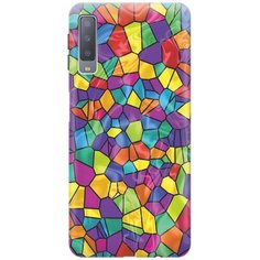 GOSSO Ультратонкий силиконовый чехол-накладка для Samsung Galaxy A7 (2018) с принтом "Яркая мозаика"