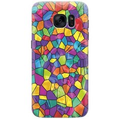 GOSSO Ультратонкий силиконовый чехол-накладка для Samsung Galaxy S7 с принтом "Яркая мозаика"