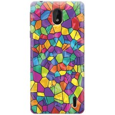 GOSSO Ультратонкий силиконовый чехол-накладка для Nokia 1 Plus с принтом "Яркая мозаика"