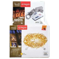 VEGAS 24V Электрогирлянда-конструктор с блоком питания: "Занавес" 96 теплых LED ламп, 6 нитей, 1*2 м и блок питания до 500 LED ламп /4 (55125)