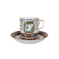 Чашка с блюдцем чайная. Императорский фарфоровый завод. Форма Гербовая. Рисунок Античный. 220 мл.