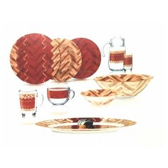 Столовый сервиз AMB WOODIE RED 46 предметов 6 персон Luminarc