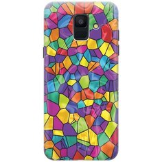 GOSSO Ультратонкий силиконовый чехол-накладка для Samsung Galaxy A6 (2018) с принтом "Яркая мозаика"