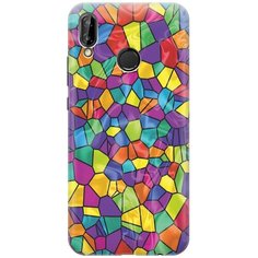 GOSSO Ультратонкий силиконовый чехол-накладка для Huawei P20 Lite с принтом "Яркая мозаика"