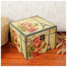 Шкатулка дерево лак "Всё о Париже" 16,5х16,5х12 см 2273912 Сима ленд