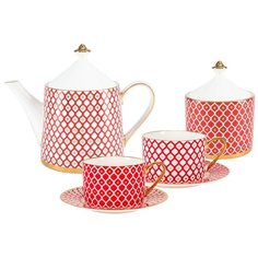 Сервиз чайный. Императорский фарфоровый завод. Форма Идиллия. Рисунок Скарлетт 10 предметов на 4 персоны.