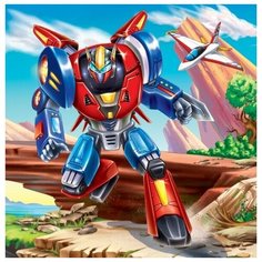 Холст с красками "Робот в горах" Рыжий кот