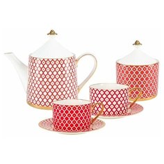 Сервиз чайный. Императорский фарфоровый завод. Форма Идиллия. Рисунок Скарлетт 10 предметов на 4 персоны.