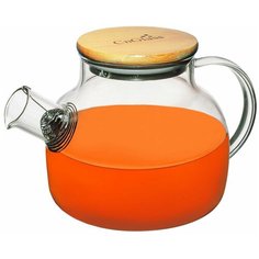 Чайник заварочный CnGlass стеклянный бочонок с бамбуковой крышкой 900 мл H9