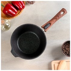 Ковш Kukmara Granit ultra, 2,2 л, стеклянная крышка и съемной ручкой, АП линия, синий
