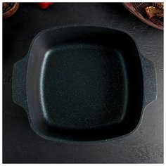 Кастрюля-жаровня Kukmara квадратная, Titanium pro, 4 л, стеклянная крышка, антипригарное покрытие, зеленый