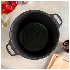 Кастрюля Kukmara Granit ultra, 10 л, стеклянная крышка, антипригарное покрытие, синий