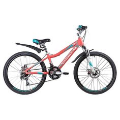 Подростковый горный (MTB) велосипед Novatrack Novara 24 Disc (2019) коралловый 11" (требует финальной сборки)